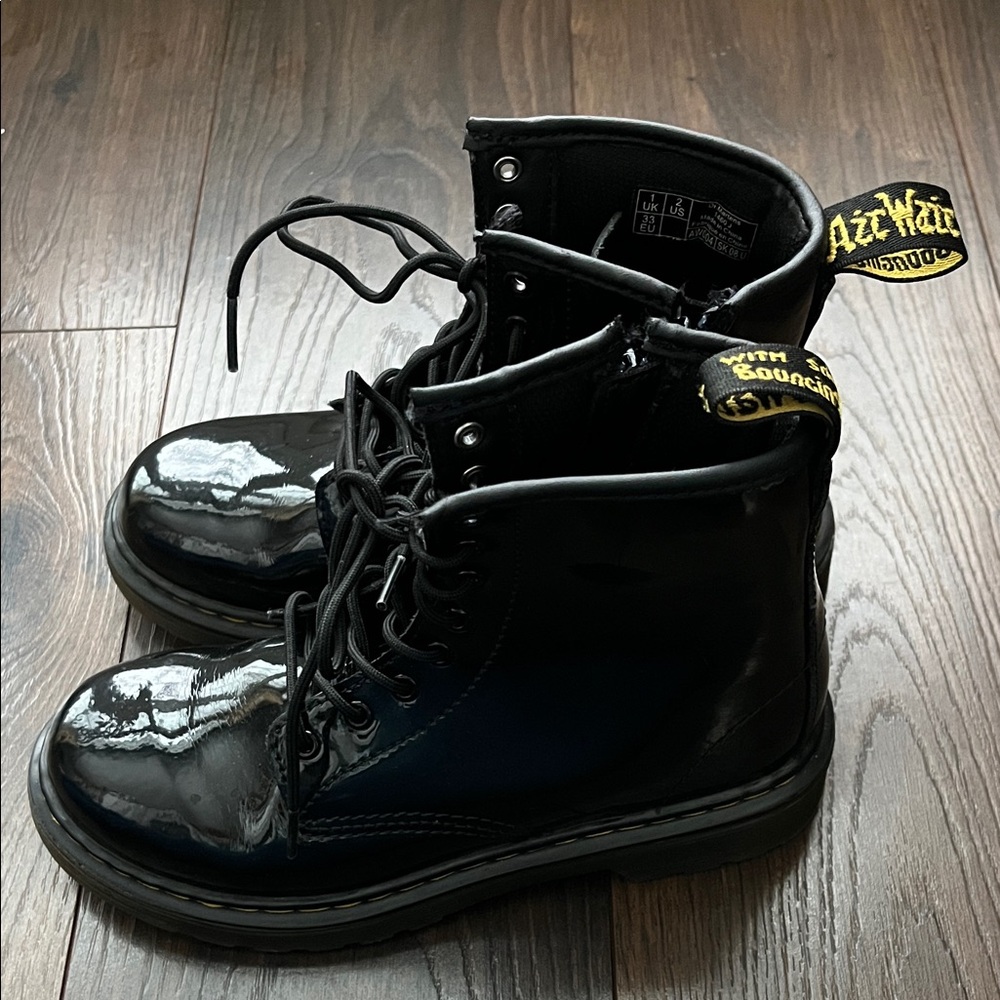 Dr. Martens Shiny Black Lace-Up Boots - Picture 14 of 16